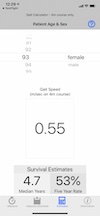 Screen for entering speed, age, gender to get resulting estimates